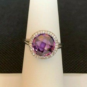 RS Covenant #4476 Purple Cubic Zirconia Sterling Silver Ring Size 7 w/warranty